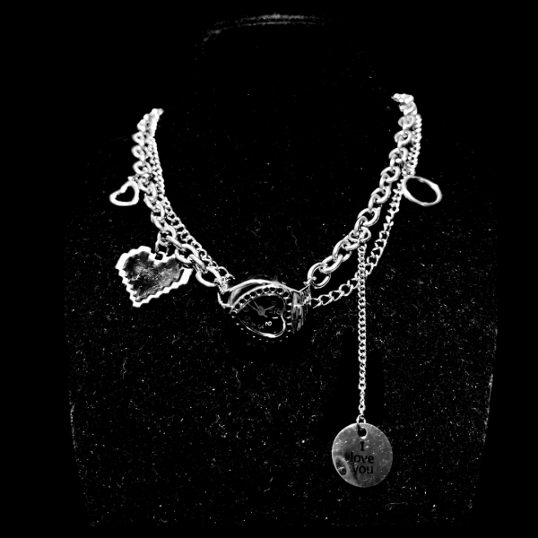 RELOJ COLLAR CORAZÓN NEGRO - Imagen 2